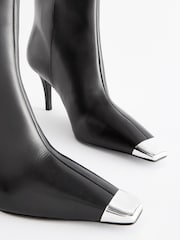 Black Premium Leather Toe Cap Pull On Boots - Image 5 of 6