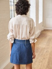Rinse Blue Pleated Denim Mini Skirt - Image 3 of 6