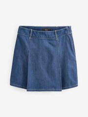 Rinse Blue Pleated Denim Mini Skirt - Image 5 of 6