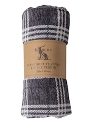 Gallery Home Grey Teddy Checkmate Rolled Fleece Throw - Image 1 of 2