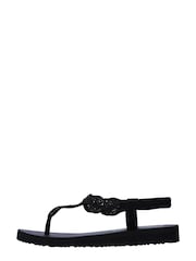 Skechers Black Meditation Stars & Sparkle Womens Sandals - Image 2 of 5
