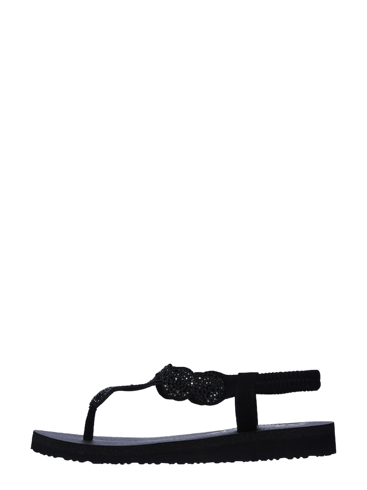 Skechers Black Meditation Stars & Sparkle Womens Sandals - Image 2 of 5