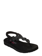 Skechers Black Meditation Stars & Sparkle Womens Sandals - Image 3 of 5