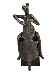 Libra Interiors Bronze Jackie Cellist Textured Sculpture - Image 2 of 4