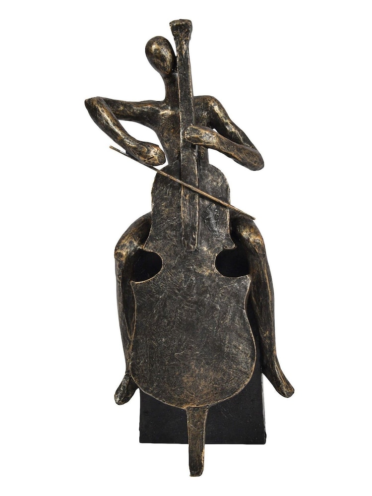 Libra Interiors Bronze Jackie Cellist Textured Sculpture - Image 2 of 4