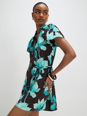 Robe courte fleurie à manches courtes River Island - Image 2 sur 4