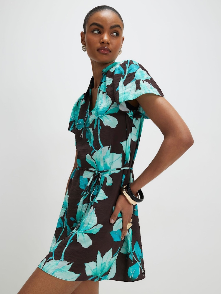 Robe courte fleurie à manches courtes River Island - Image 2 sur 4
