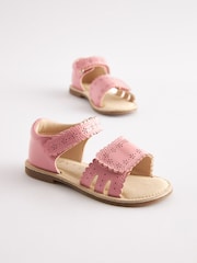 Pink Wide Fit (G) Adjustable Strap Scallop Sandals - Image 4 of 5