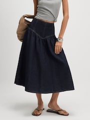 River Island Blue Denim A-line Midi Skirt - Image 3 of 4