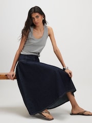 River Island Blue Denim A-line Midi Skirt - Image 4 of 4