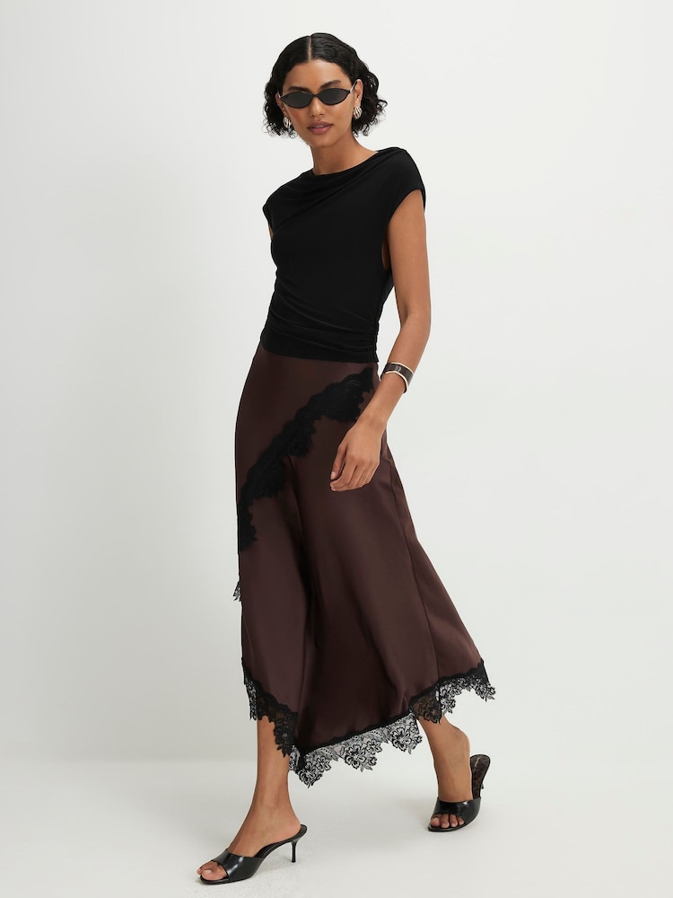 River Island Brown Lace Hybrid Drape Maxi Dress - Image 1 of 4