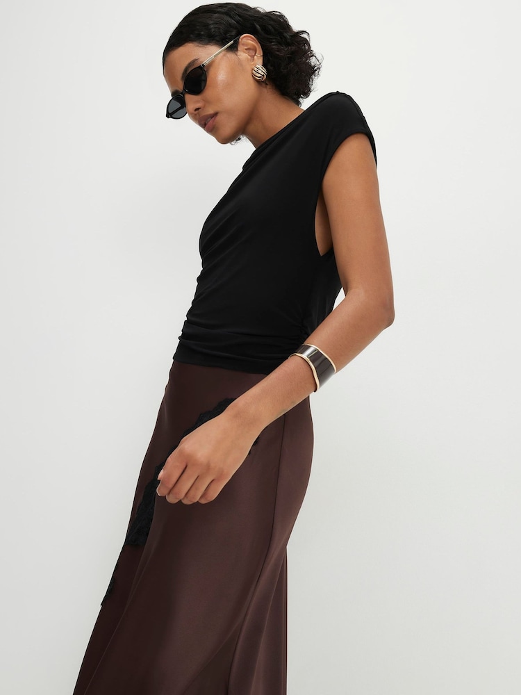 River Island Brown Lace Hybrid Drape Maxi Dress - Image 2 of 4