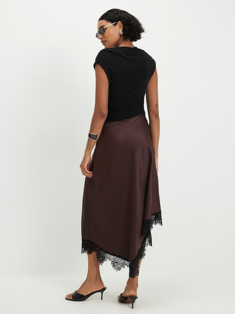 River Island Brown Lace Hybrid Drape Maxi Dress - Image 4 of 4