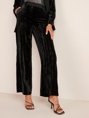 Black Premium Velvet Wide Leg Trousers - Image 2 of 5