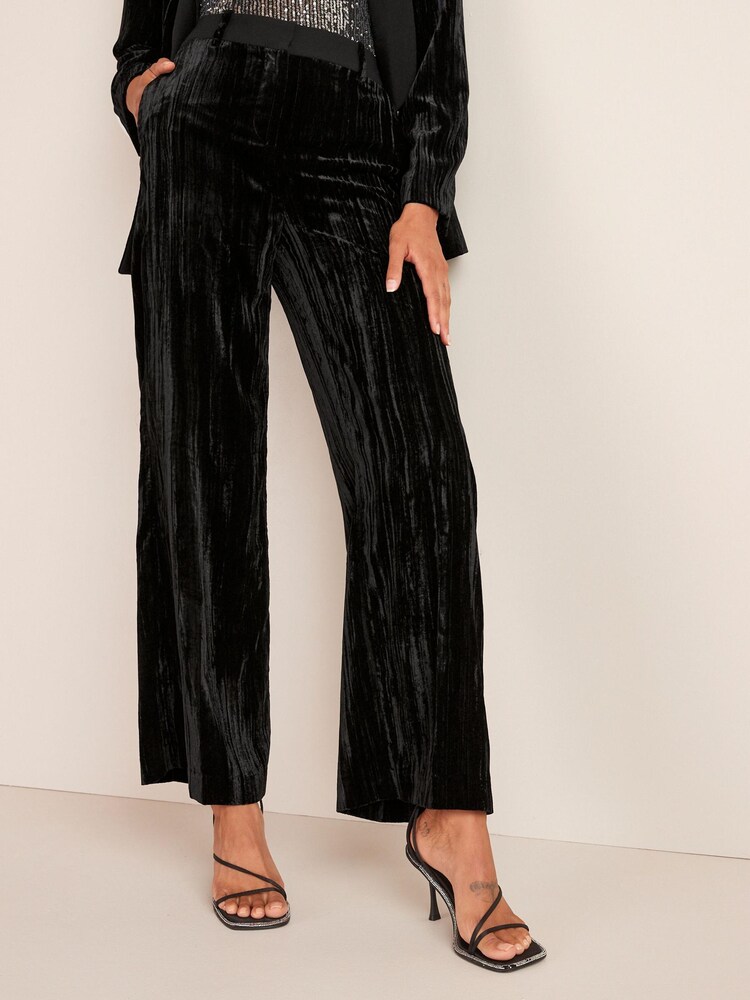 Black Premium Velvet Wide Leg Trousers - Image 2 of 5