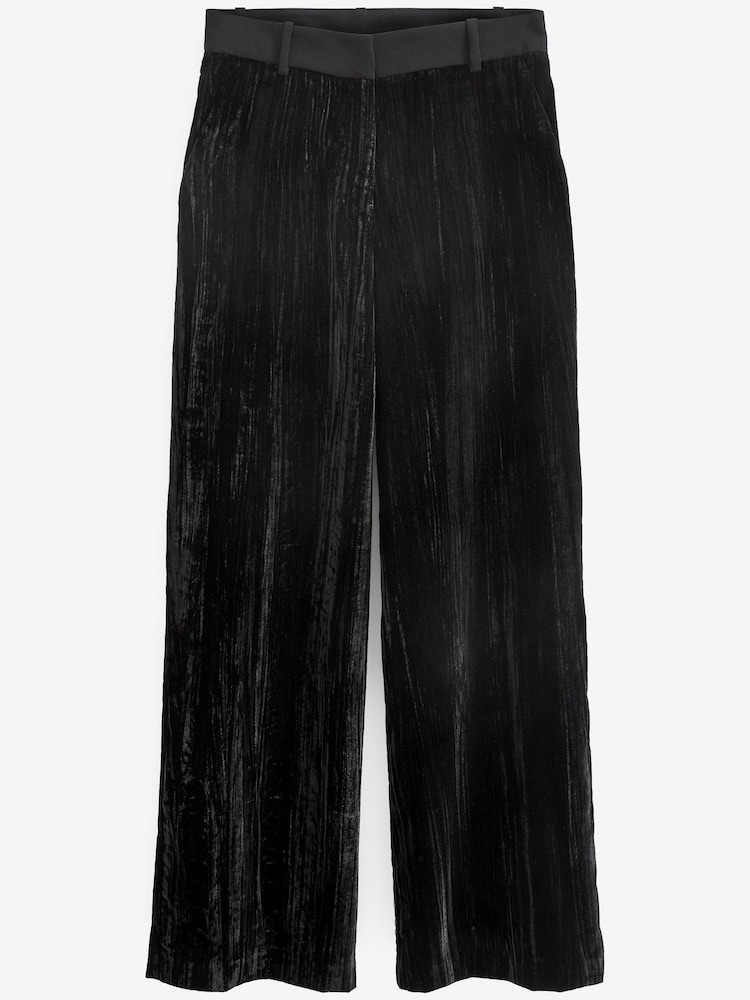 Black Premium Velvet Wide Leg Trousers - Image 5 of 5