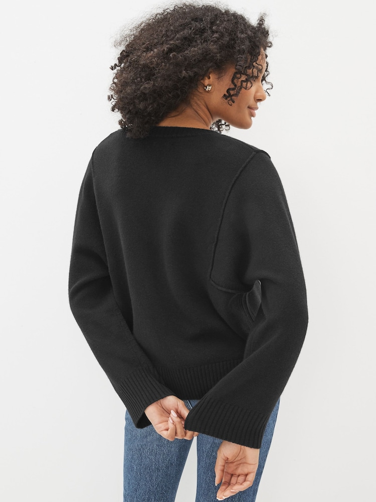 Calvin Klein Black Cashmere V-Neck Sweater - Image 1 of 4