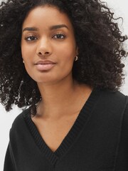 Calvin Klein Black Cashmere V-Neck Sweater - Image 3 of 4