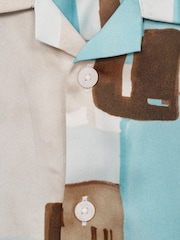 Reiss Teal Deekay 9-12 yrs Slim Fit Cuban Collar Abstract Print Shirt - Image 6 of 6