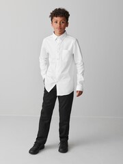 Clarks White Long Sleeve Senior Boys School Shirt with Stretch - Image 1 of 7