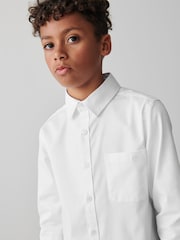 Clarks White Long Sleeve Senior Boys School Shirt with Stretch - Image 2 of 7
