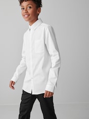 Clarks White Long Sleeve Senior Boys School Shirt with Stretch - Image 3 of 7