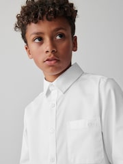 Clarks White Long Sleeve Senior Boys School Shirt with Stretch - Image 5 of 7