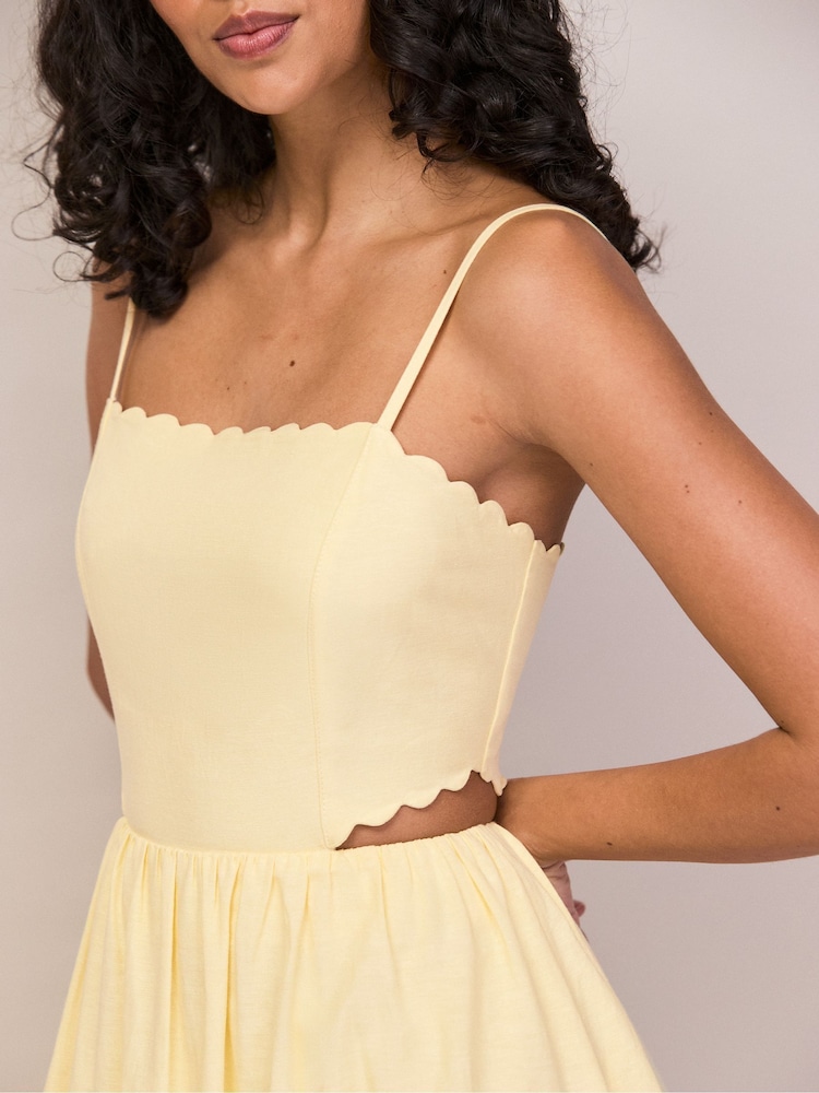 scallop cut out dress The Ellasandra Scallop Cut Out Midi Dress Thread + Seed