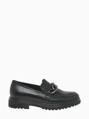 Gabor Extra Wide Fit Florida Black Leather Loafer Shoes - Image 1 of 5