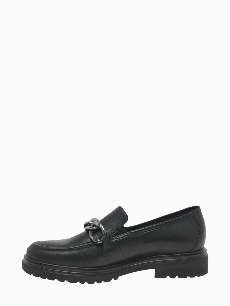Gabor Extra Wide Fit Florida Black Leather Loafer Shoes - Image 2 of 5