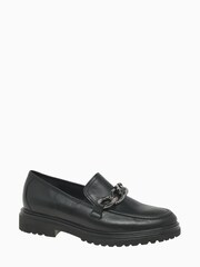 Gabor Extra Wide Fit Florida Black Leather Loafer Shoes - Image 3 of 5