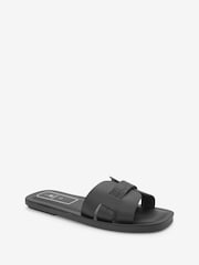 Black Croc Effect Regular/Wide Fit Forever Comfort® Leather Mule Flat Sandals - Image 3 of 5
