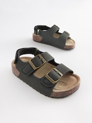 Black Standard Fit (F) Double Buckle Cushioned Footbed Sandals - Image 1 of 5
