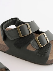 Black Standard Fit (F) Double Buckle Cushioned Footbed Sandals - Image 4 of 5