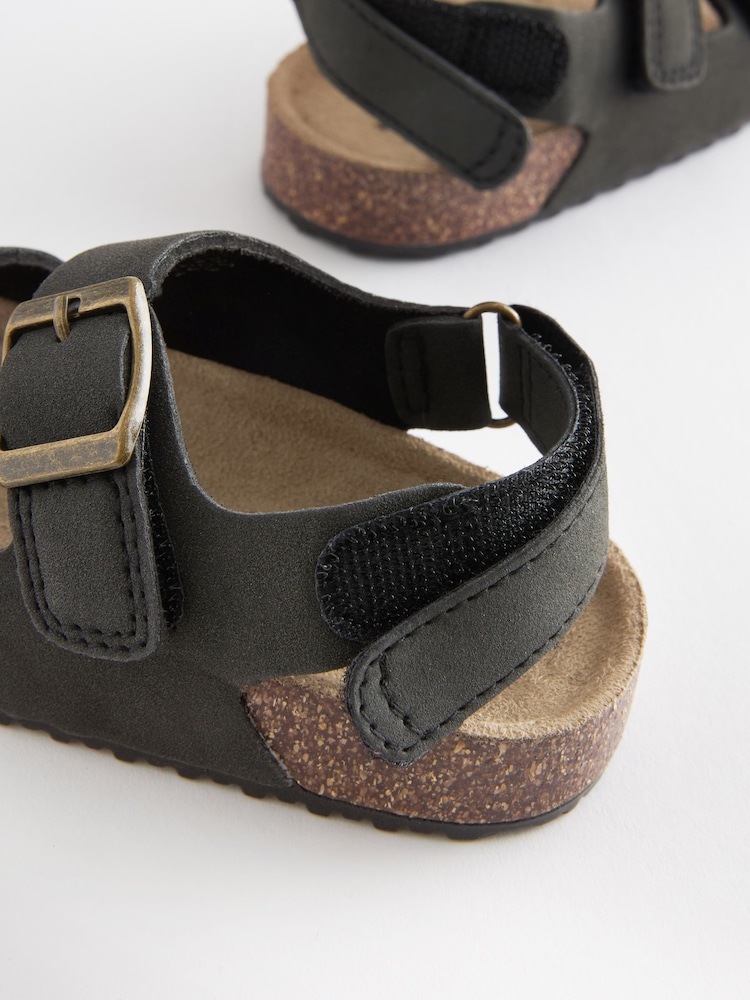 Black Standard Fit (F) Double Buckle Cushioned Footbed Sandals - Image 5 of 5