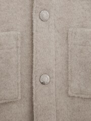 Reiss Oatmeal Loke Junior Long Sleeve Press Stud Brushed Overshirt - Image 7 of 7