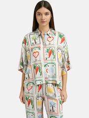 Smith & Soul Natural Tile Print Boxy Shirt - Image 1 of 6