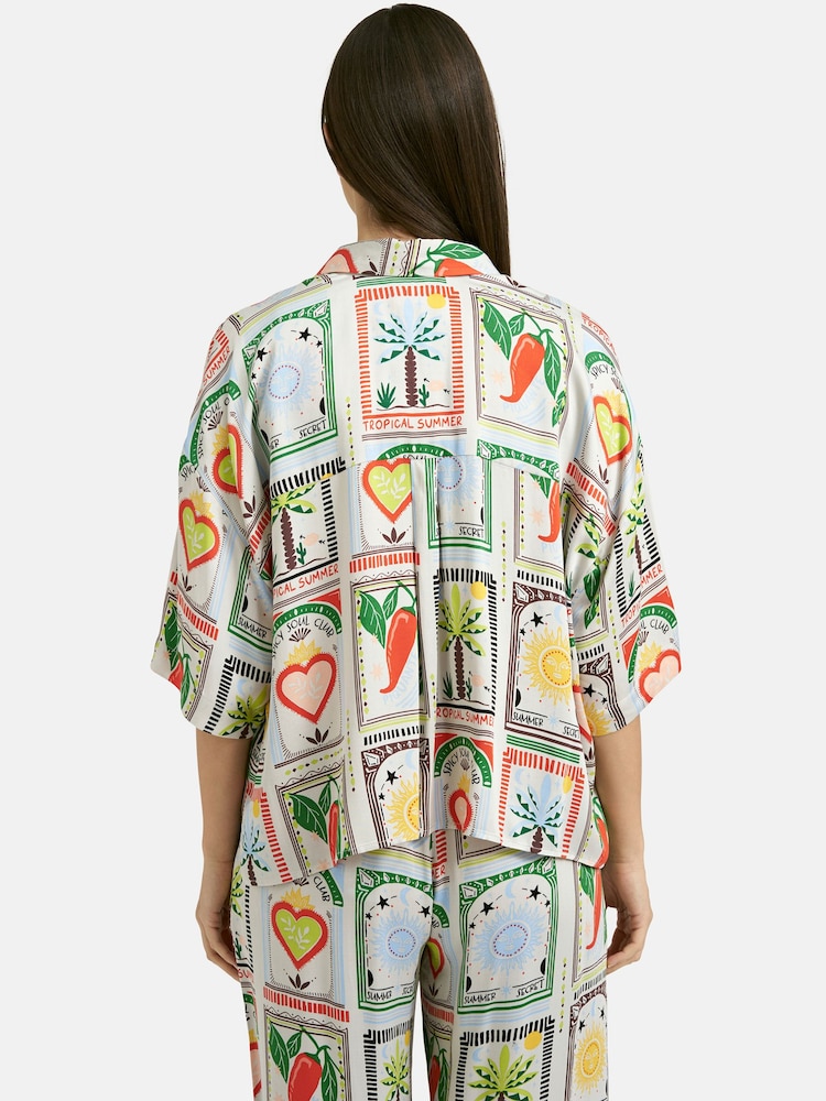 Smith & Soul Natural Tile Print Boxy Shirt - Image 2 of 6 Smith & Soul Natural Tile Print Boxy Shirt - Image 2 of 6