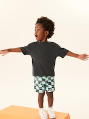 Aqua Blue Checkerboard Plain Pull-On Shorts (3mths-7yrs) - Image 2 of 6