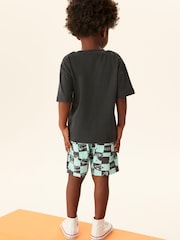 Aqua Blue Checkerboard Plain Pull-On Shorts (3mths-7yrs) - Image 3 of 6