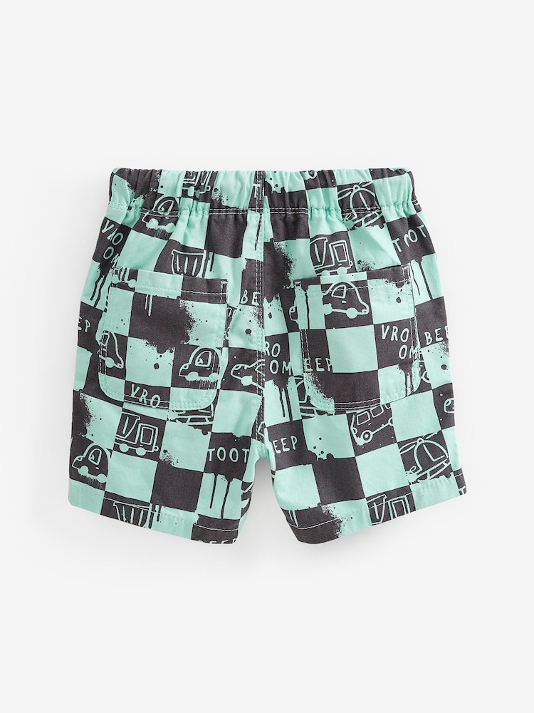 Aqua Blue Checkerboard Plain Pull-On Shorts (3mths-7yrs) - Image 6 of 6