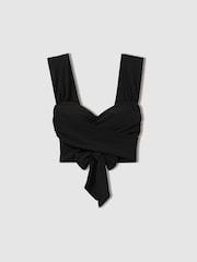 Reiss Black Cristina Wrap Design Bikini Top - Image 2 of 7