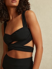 Reiss Black Cristina Wrap Design Bikini Top - Image 3 of 7