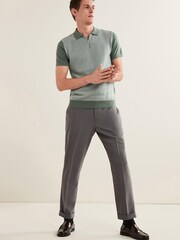 Grey Wide Leg Plain Front Formal Trousers - Image 2 of 6