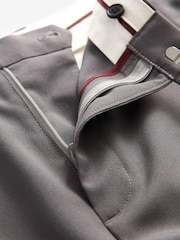 Grey Wide Leg Plain Front Formal Trousers - Image 5 of 6