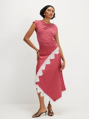 River Island Pink Lace Hybrid Drape Maxi Dress - Image 1 of 4