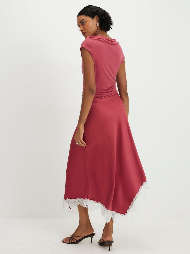 River Island Pink Lace Hybrid Drape Maxi Dress - Image 2 of 4 River Island Pink Lace Hybrid Drape Maxi Dress - Image 2 of 4
