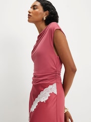 River Island Pink Lace Hybrid Drape Maxi Dress - Image 4 of 4
