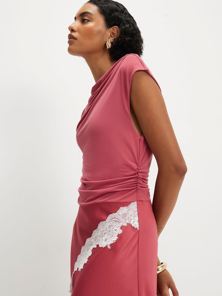 River Island Pink Lace Hybrid Drape Maxi Dress - Image 4 of 4 River Island Pink Lace Hybrid Drape Maxi Dress - Image 4 of 4