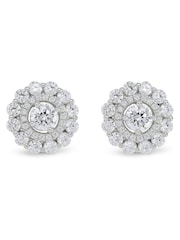 Beaverbrooks Sterling Silver Cubic Zirconia Double Halo Stud Earrings - Image 1 of 4